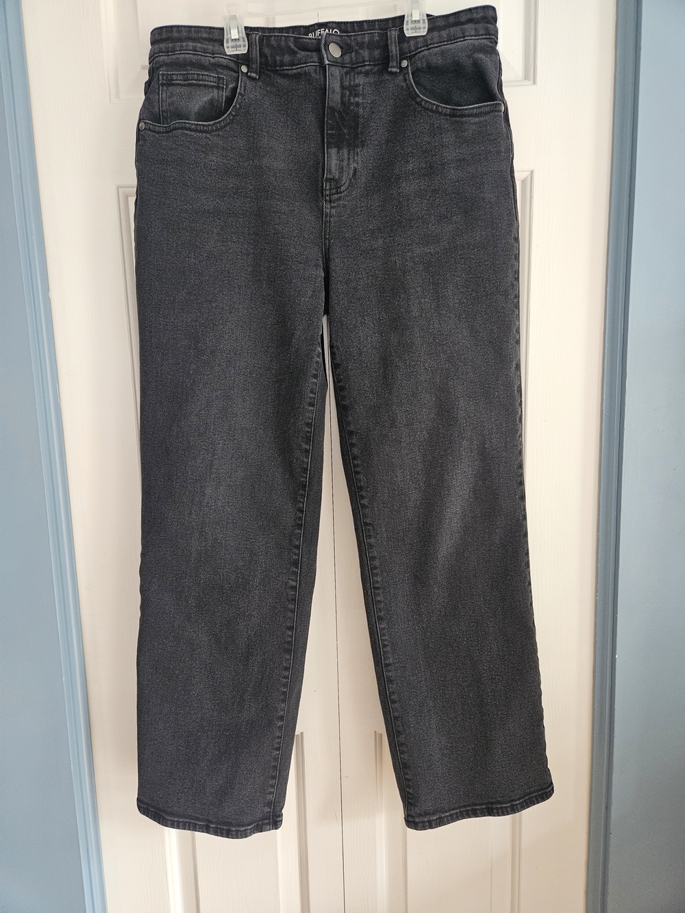 Comfortable Buffalo Wide-Leg, High Waist Black Denim Jeans, Size 12